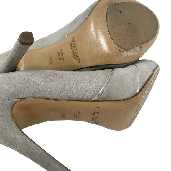 Ralph Lauren Collection Purple Label Gray Suede High Heels Size 7.5 - Picture 5 of 9